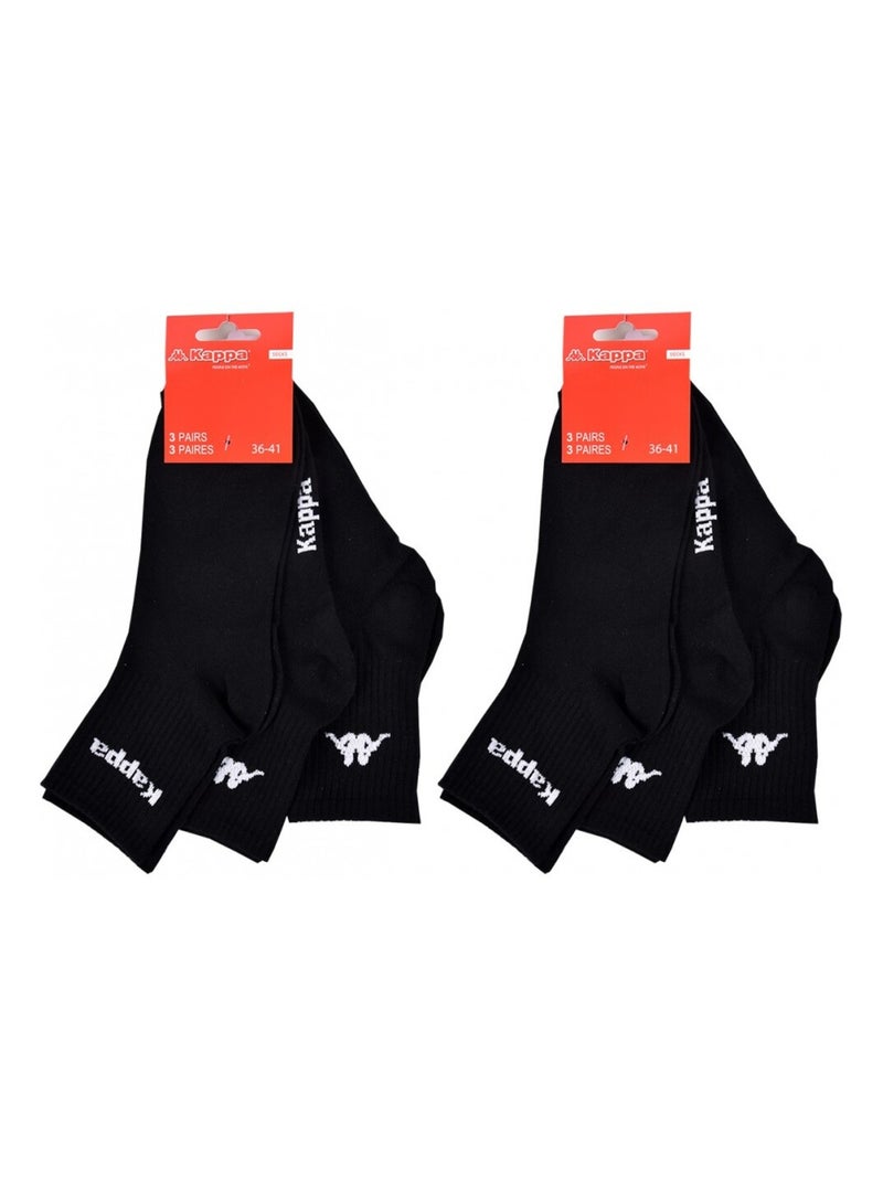 Chaussettes Femme QUARTER KAPPA - Pack de 6 Noir - Kiabi
