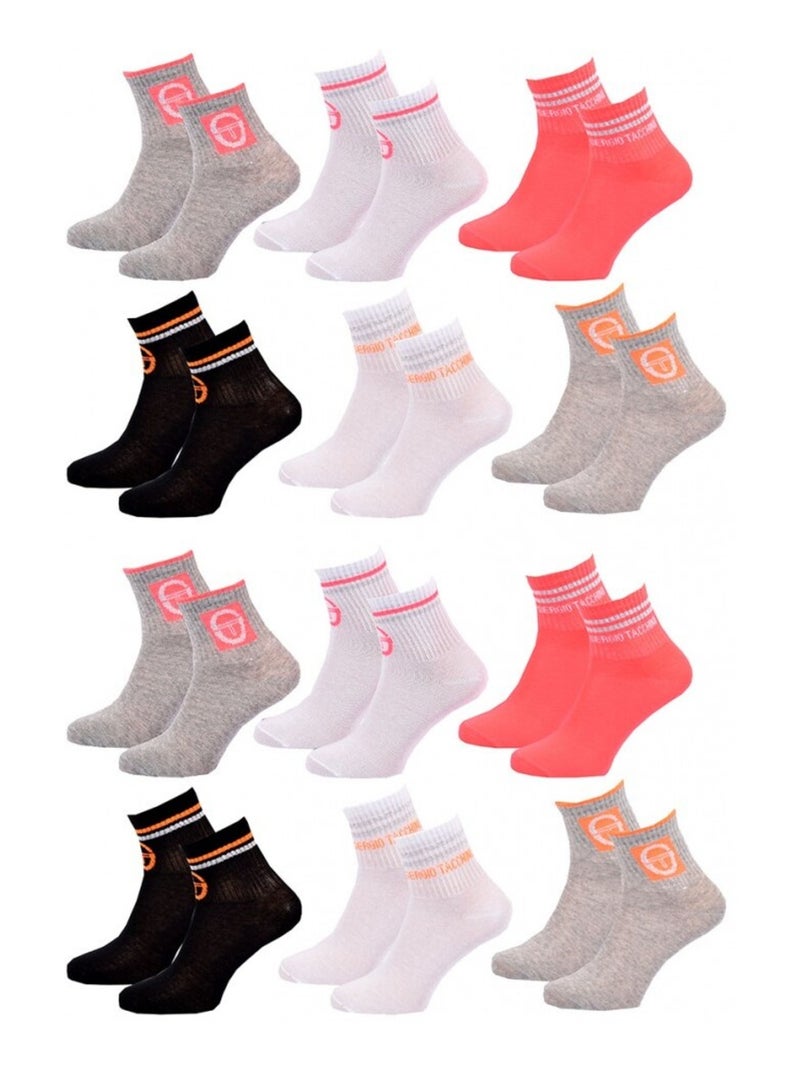 Chaussettes Femme QUARTER SERGIO TACCHINI - Pack de 12 Multicolore - Kiabi