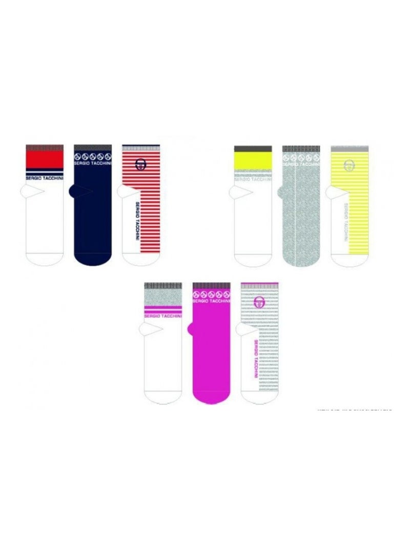 Chaussettes Femme QUARTER SERGIO TACCHINI Lot de 9 - Pack de 9 Multicolore - Kiabi