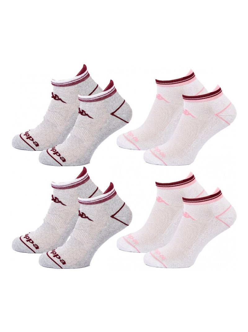 Chaussettes Femme SNEAKER KAPPA - Pack de 4 Gris Blanc - Kiabi