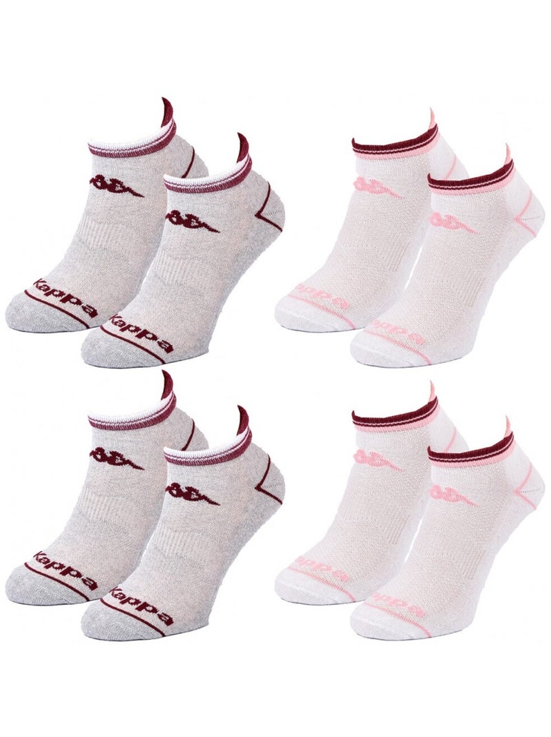 Chaussettes Femme SNEAKER KAPPA - Pack de 4 Gris Blanc - Kiabi