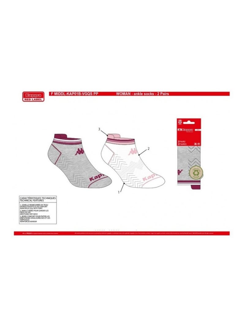 Chaussettes Femme SNEAKER KAPPA - Pack de 4 Gris Blanc - Kiabi