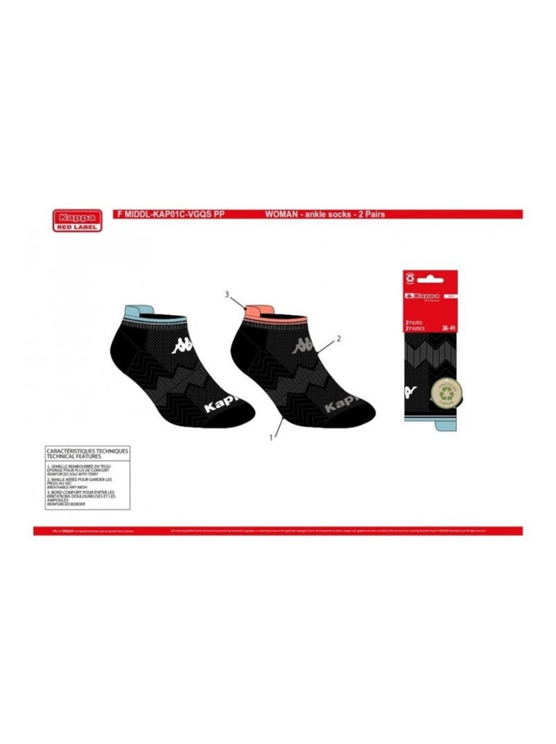 Chaussettes Femme SNEAKER KAPPA - Pack de 4 Noir - Kiabi