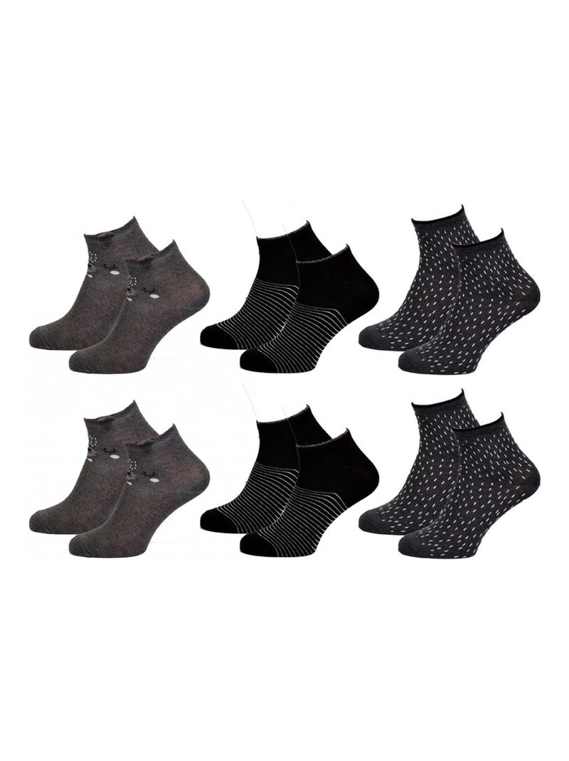 Chaussettes femme TWINDAY - Pack de 6 Gris Noir Gris - Kiabi