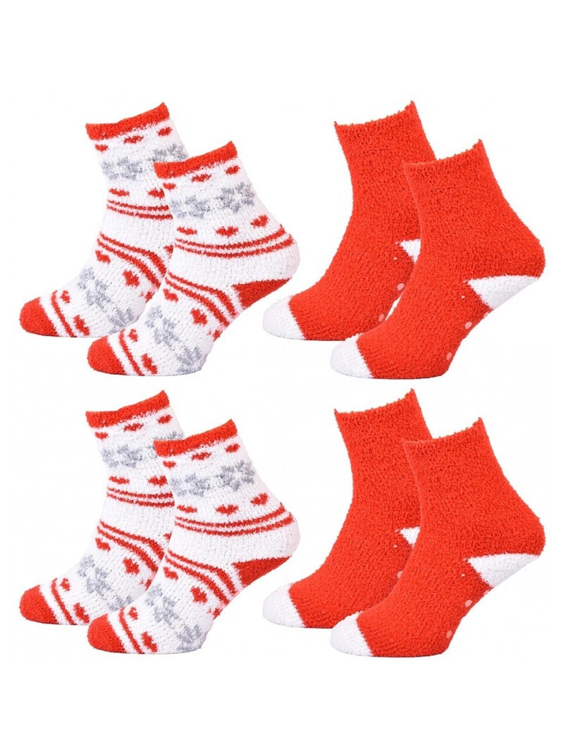 Chaussettes Femme WINTER SOCKS - Pack de 4 Blanc Rouge Gris - Kiabi