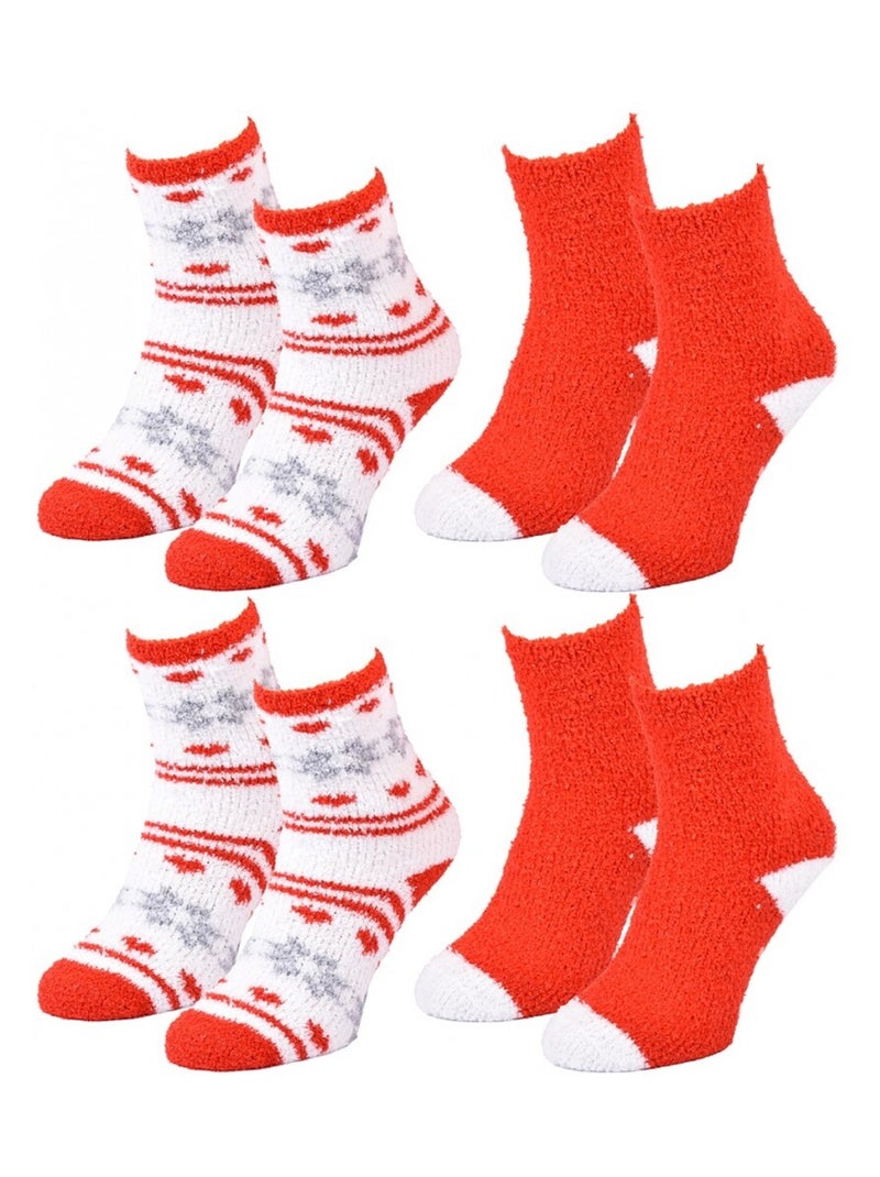 Chaussettes Femme WINTER SOCKS - Pack de 4 Blanc Rouge Gris - Kiabi