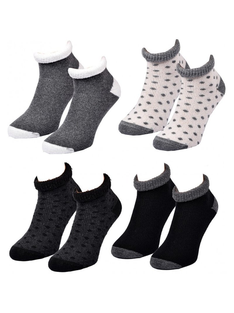 Chaussettes Femme WINTER SOCKS - Pack de 4 Noir Gris anthracite Blanc - Kiabi