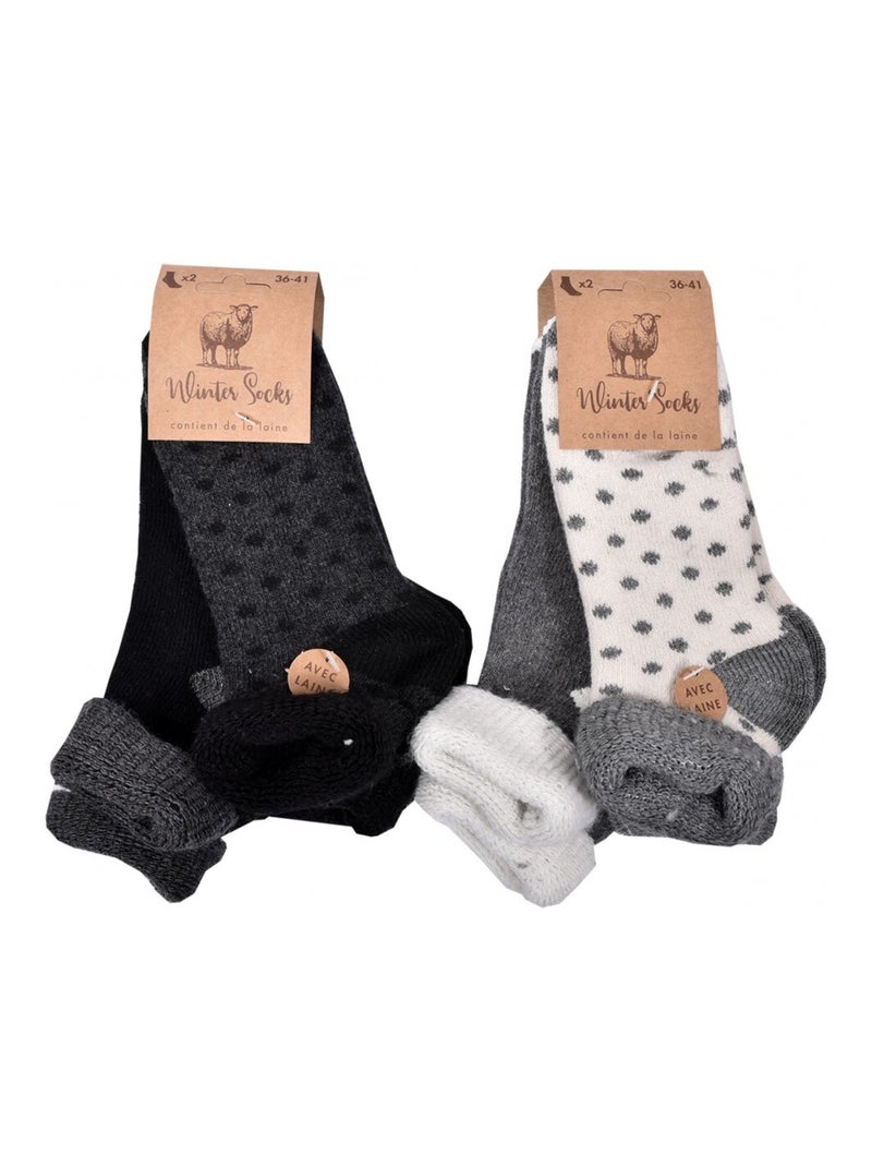 Chaussettes Femme WINTER SOCKS - Pack de 4 Noir Gris anthracite Blanc - Kiabi