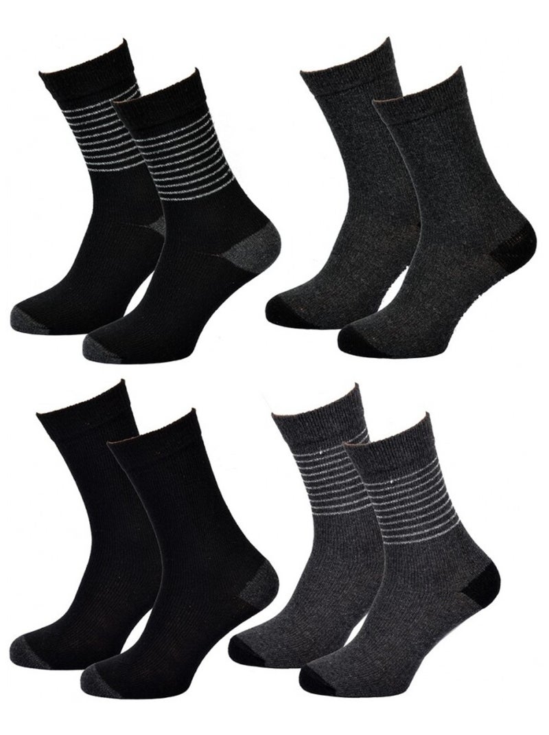 Chaussettes Femme WINTER SOCKS - Pack de 4 Noir Gris anthracite - Kiabi