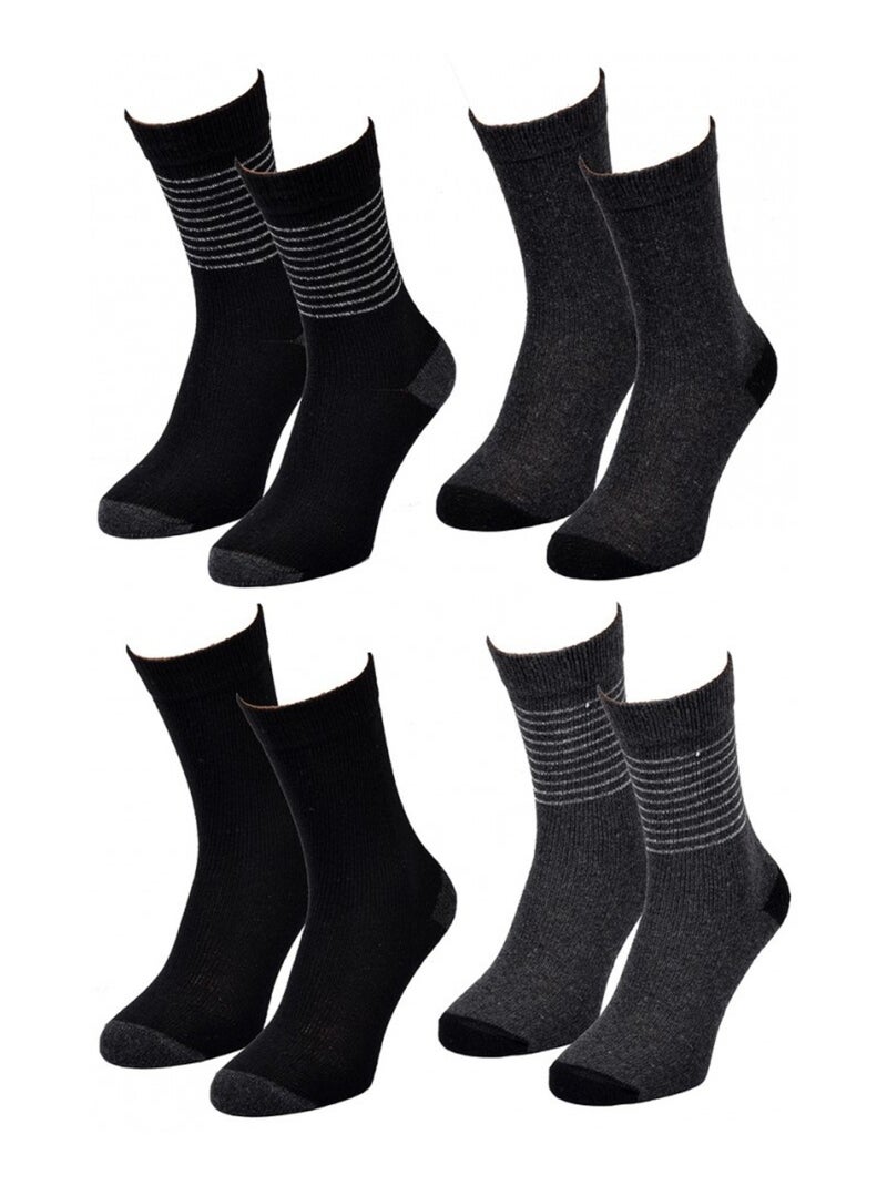 Chaussettes Femme WINTER SOCKS - Pack de 4 Noir Gris anthracite - Kiabi
