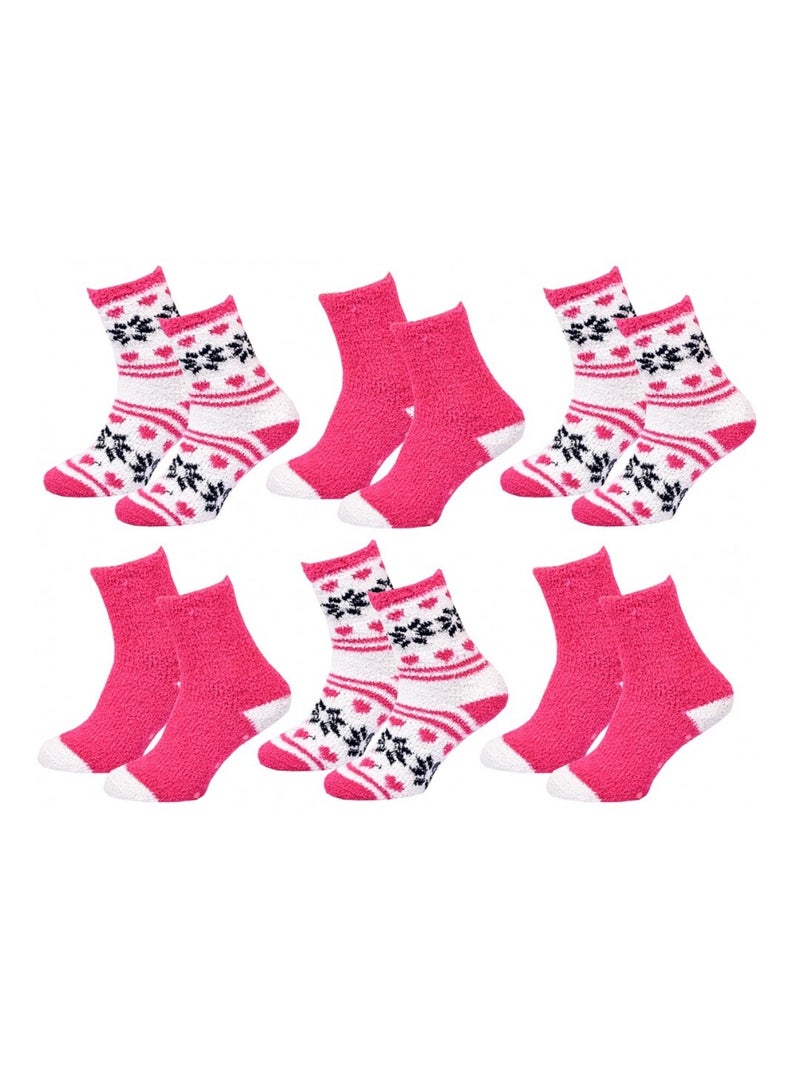 Chaussettes Femme WINTER SOCKS - Pack de 6 Blanc / Rose / Beige - Kiabi