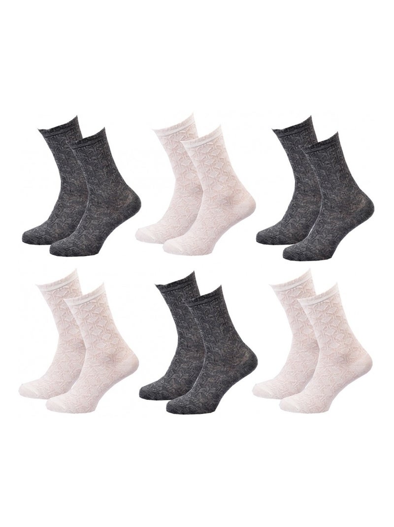 Chaussettes Femme WINTER SOCKS - Pack de 6 Gris Beige Gris - Kiabi