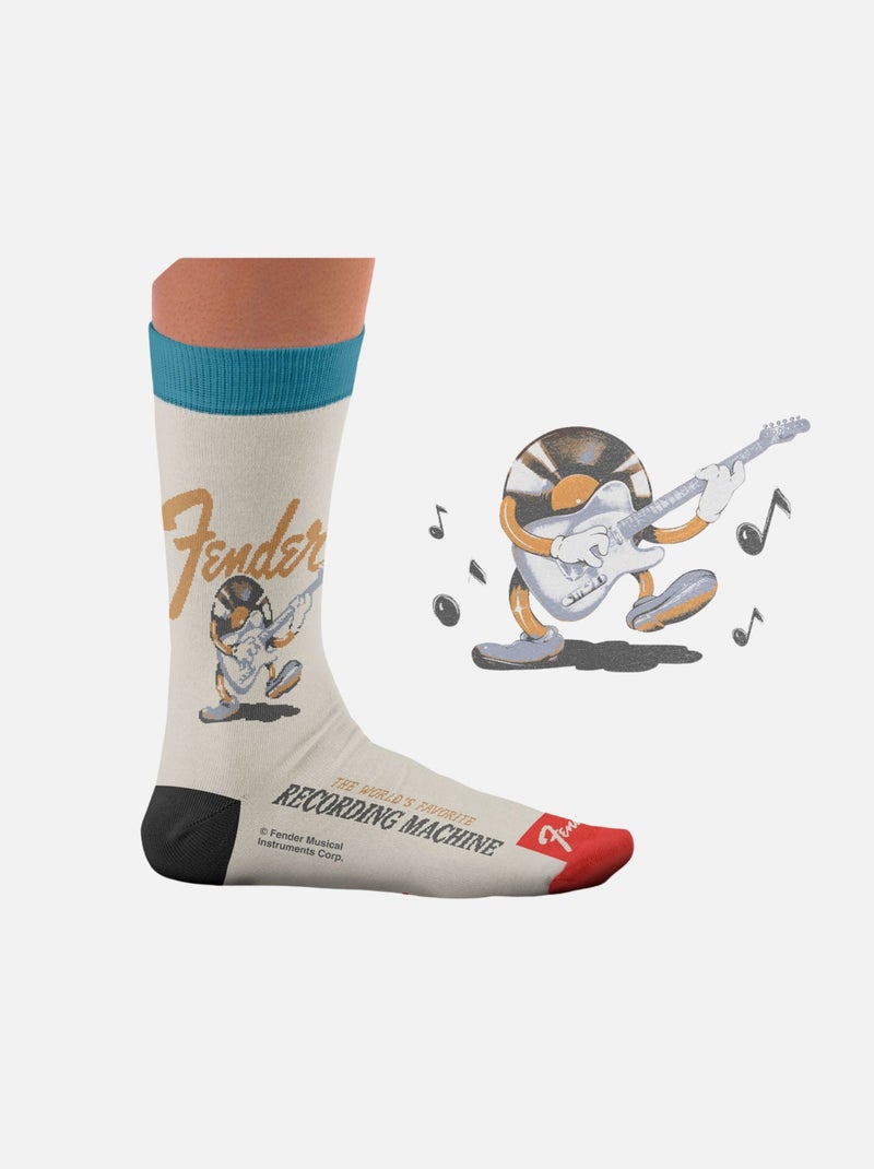 Chaussettes Fender, enregistreur the world's favorite Blanc Ecru - Kiabi