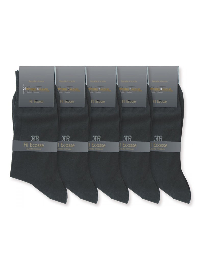 Chaussettes fil d'écosse LOT DE 5 PAIRES gris anthracite - Kiabi