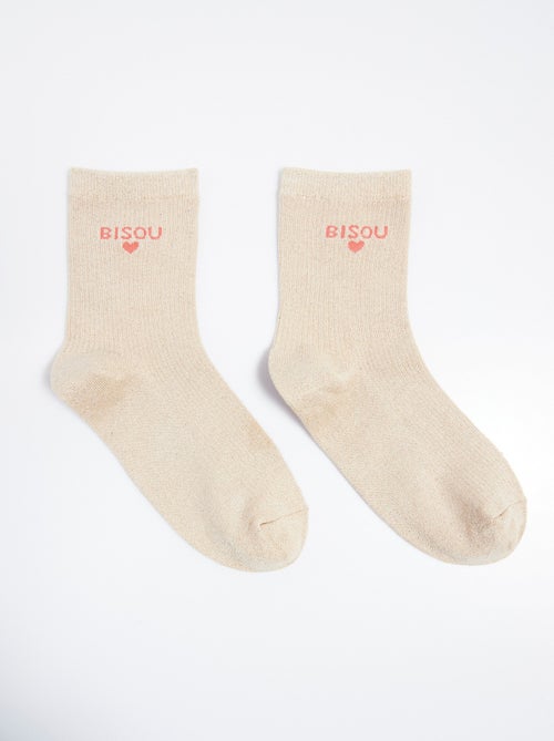 Chaussettes fil métallisé message BISOU - AFIBEL - Kiabi