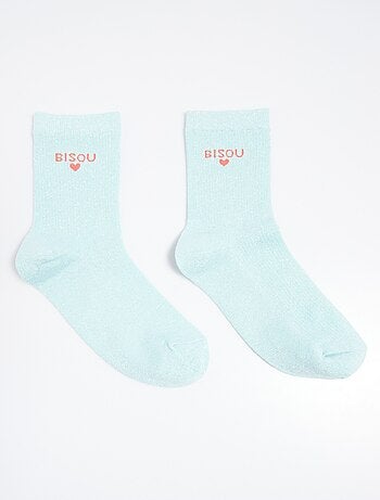 Chaussettes fil métallisé message BISOU - AFIBEL