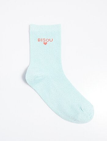 Chaussettes fil métallisé message BISOU - AFIBEL