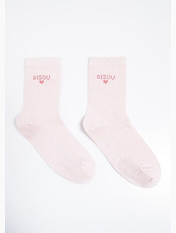 Chaussettes fil métallisé message BISOU - AFIBEL