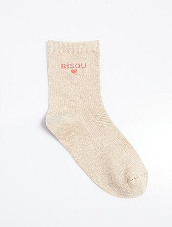 Chaussettes fil métallisé message BISOU
