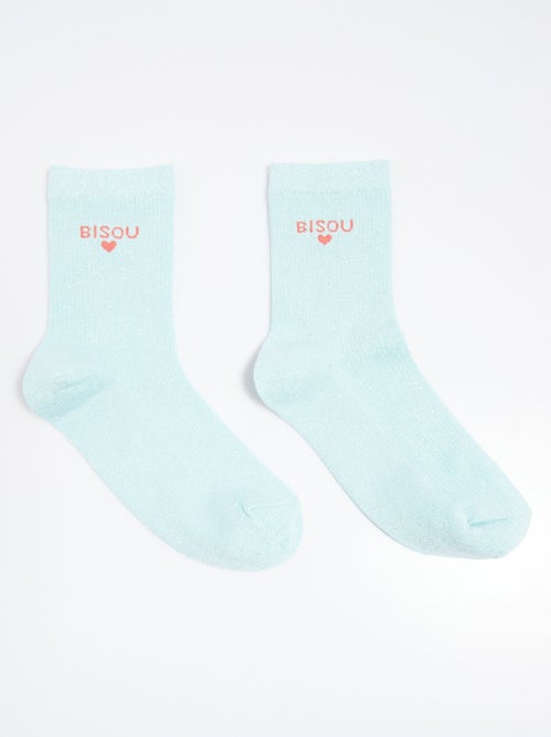 Chaussettes fil métallisé message BISOU - Kiabi