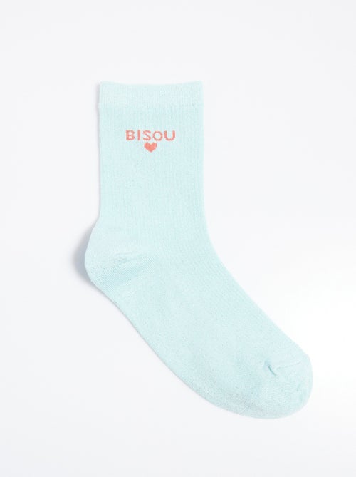 Chaussettes fil métallisé message BISOU - Kiabi