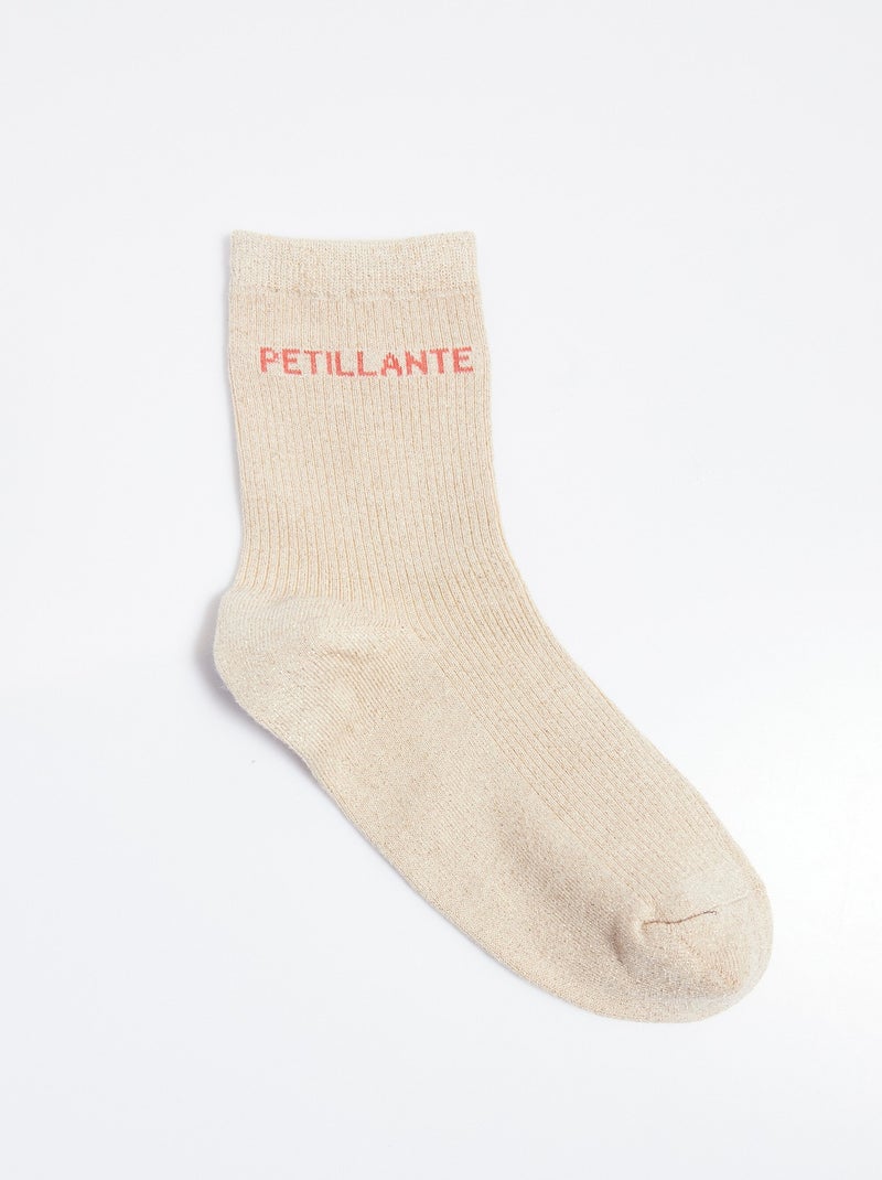 Chaussettes fil métallisé message pétillante - afibel Beige - Kiabi