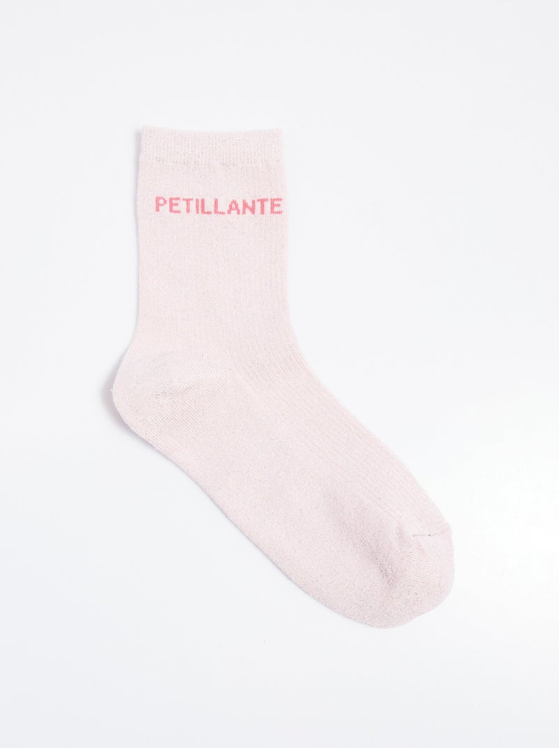 Chaussettes fil métallisé message PÉTILLANTE - AFIBEL Rose - Kiabi