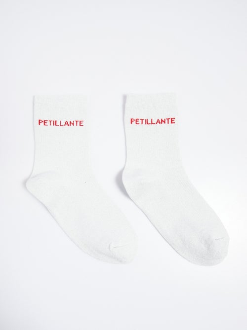 Chaussettes fil métallisé message PÉTILLANTE - Kiabi