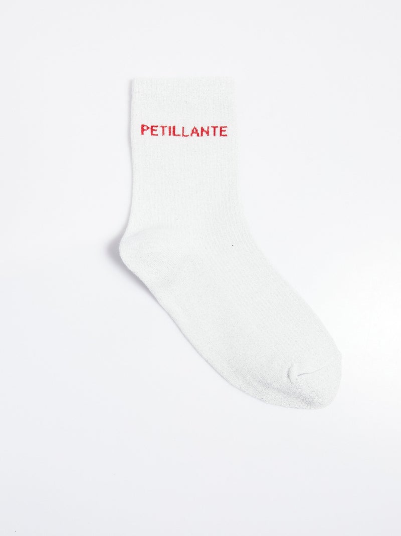 Chaussettes fil métallisé message PÉTILLANTE Blanc - Kiabi