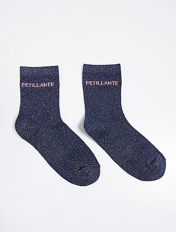 Chaussettes fil métallisé message PÉTILLANTE