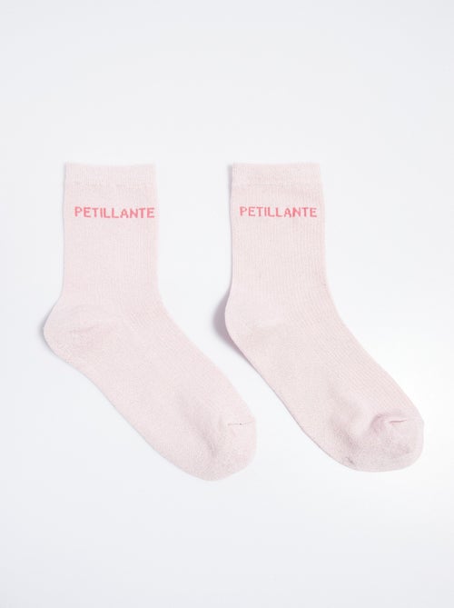 Chaussettes fil métallisé message PÉTILLANTE - Kiabi