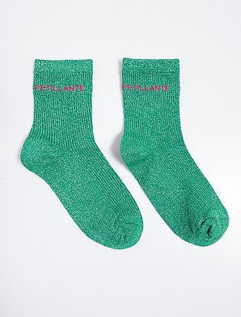 Chaussettes fil métallisé message PÉTILLANTE