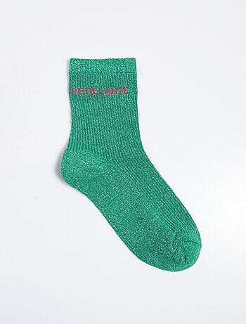 Chaussettes fil métallisé message PÉTILLANTE