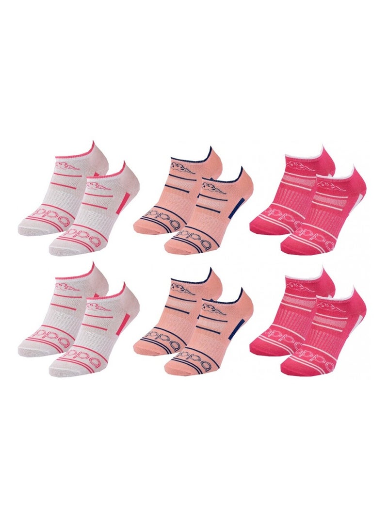 Chaussettes Fille SNEAKER KAPPA - Pack de 6 Blanc Rose foncé - Kiabi