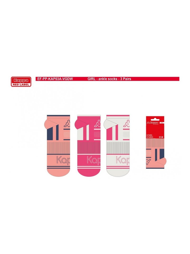 Chaussettes Fille SNEAKER KAPPA - Pack de 6 Blanc Rose foncé - Kiabi
