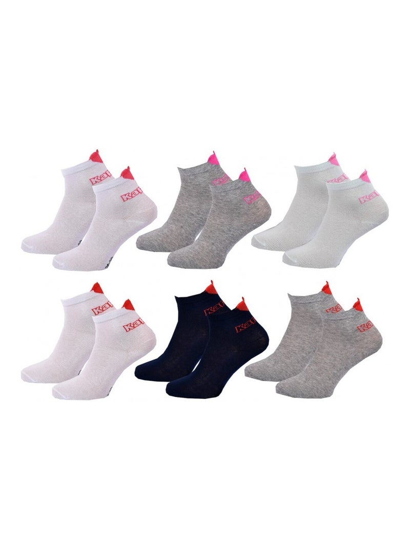Chaussettes Fille VILLE KAPPA - Pack de 6 Gris Blanc Noir - Kiabi