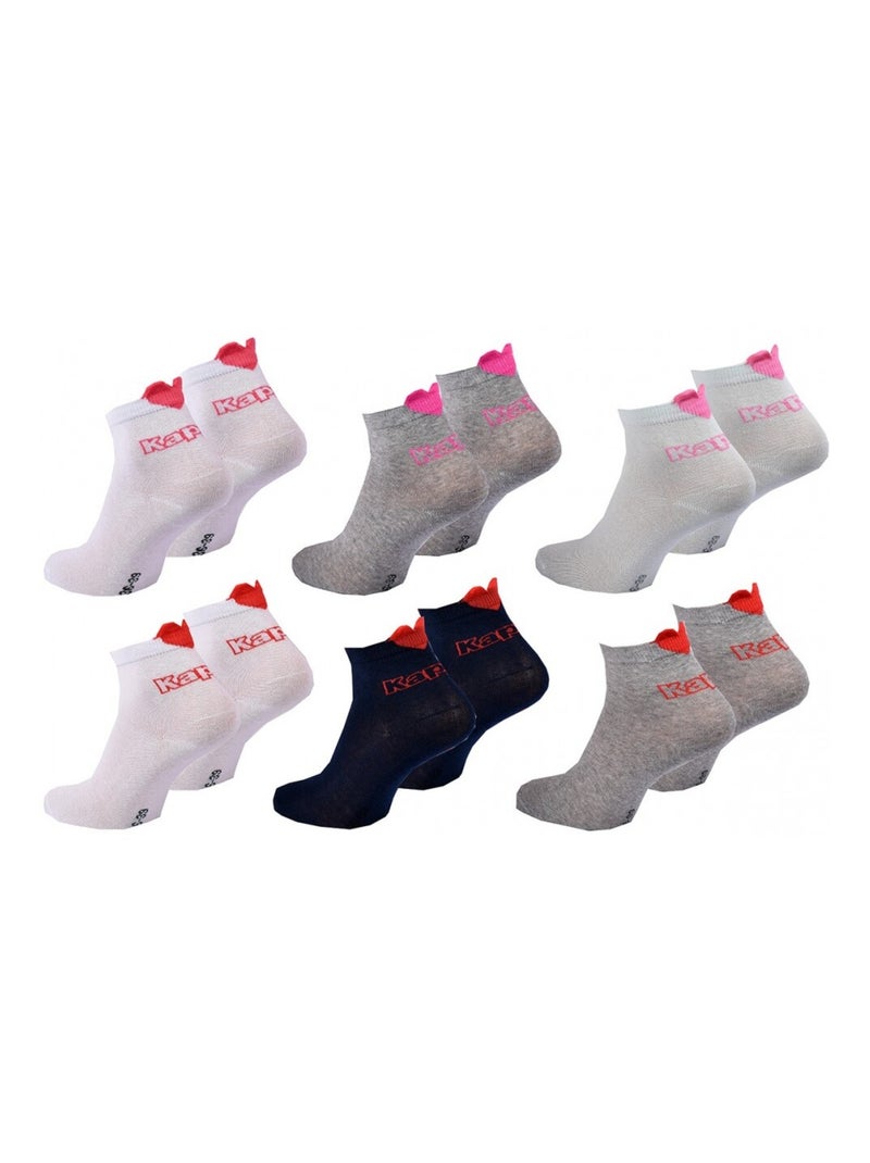 Chaussettes Fille VILLE KAPPA - Pack de 6 Gris Blanc Noir - Kiabi
