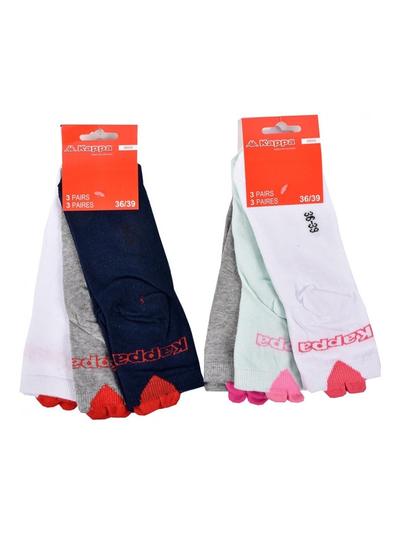 Chaussettes Fille VILLE KAPPA - Pack de 6 Gris Blanc Noir - Kiabi