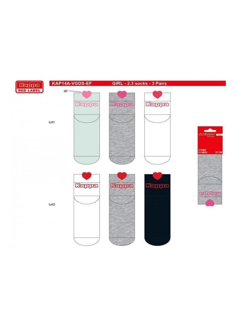 Chaussettes Fille VILLE KAPPA - Pack de 6 Gris Blanc Noir - Kiabi