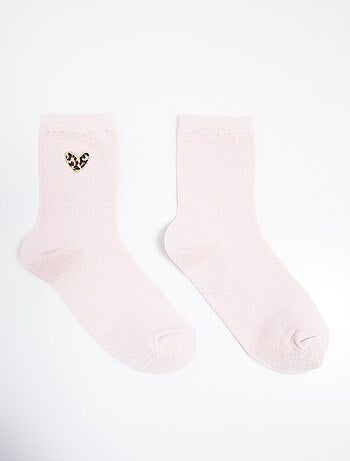 Chaussettes fines côtes motif c¿ur léopard - AFIBEL