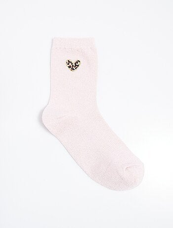 Chaussettes fines côtes motif c¿ur léopard - AFIBEL