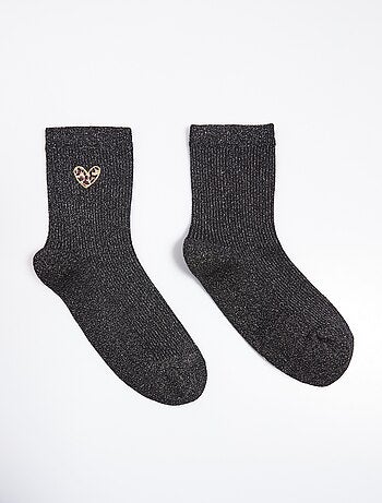 Chaussettes fines côtes motif c¿ur léopard