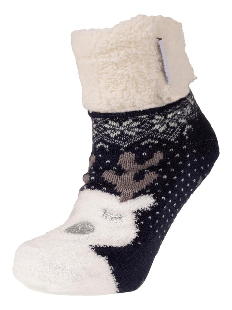 Chaussettes fourrées enfant noël renne 1/8 ans Isotoner Bleu marine - Kiabi