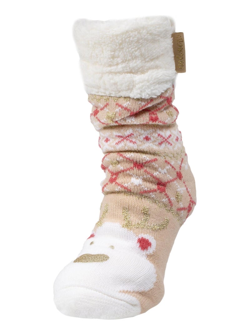 Chaussettes fourrées femme beige noël Isotoner Beige - Kiabi