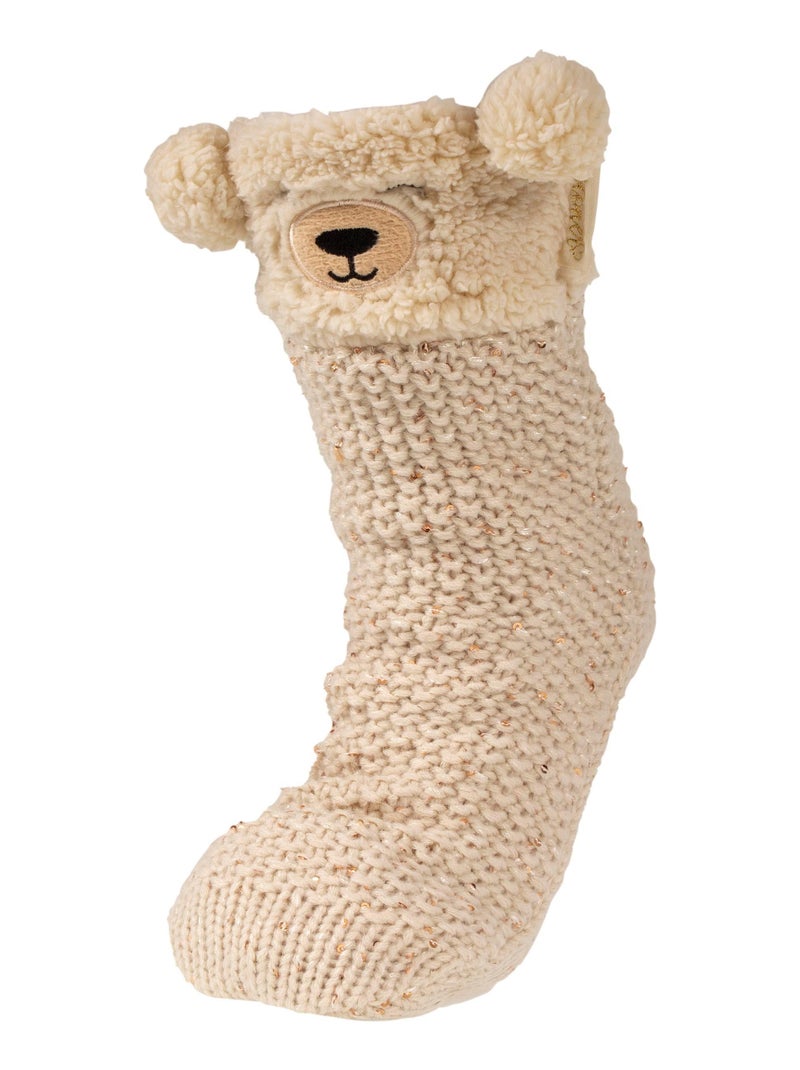 Chaussettes fourrées femme sequins ours Isotoner Beige - Kiabi