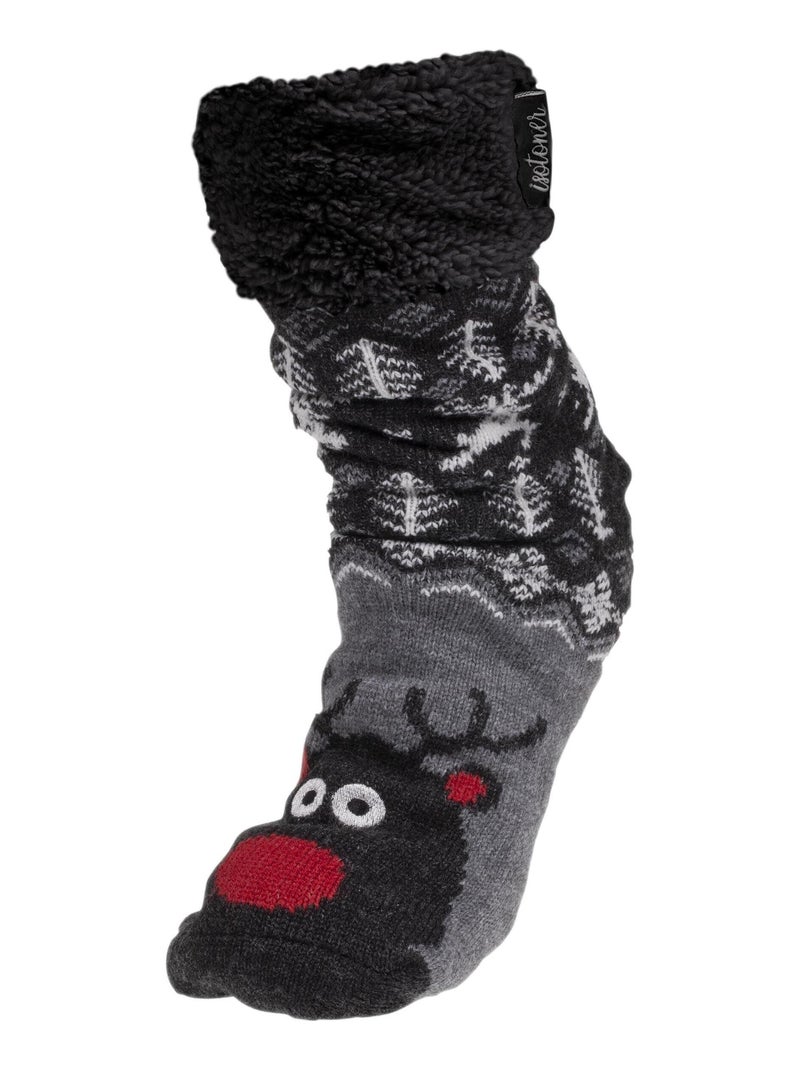 Chaussettes fourrées homme gris noël Isotoner Gris chiné - Kiabi