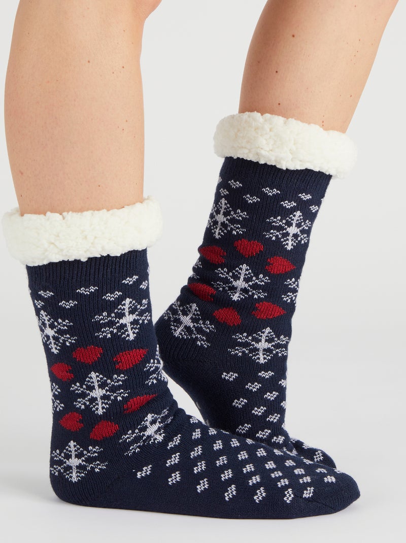 Chaussettes fourrées Thermolactyl - Damart Bleu marine - Kiabi