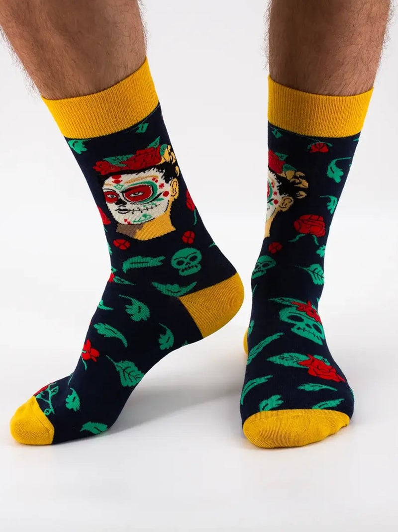 Chaussettes Frida Kahlo | Titeschaussettes Bleu Jaune - Kiabi