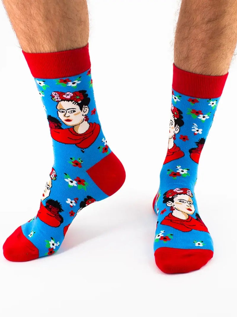Chaussettes Frida Kahlo | Titeschaussettes Bleu Rouge - Kiabi