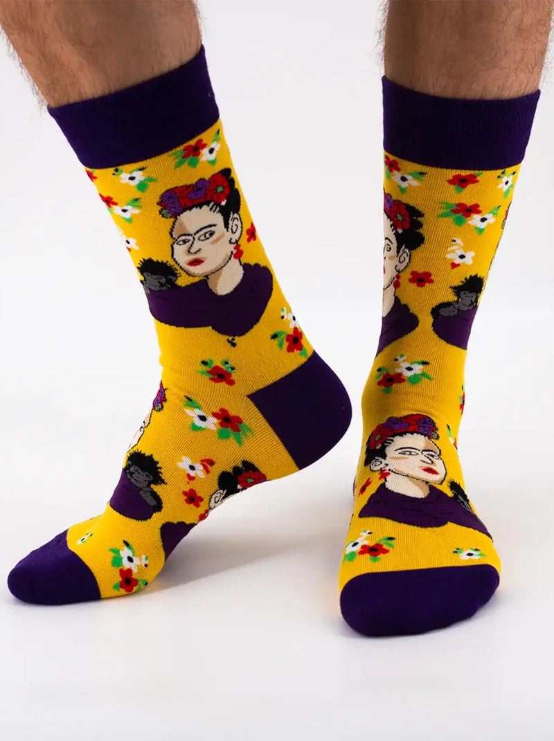 Chaussettes Frida Kahlo | Titeschaussettes Jaune / Violet - Kiabi